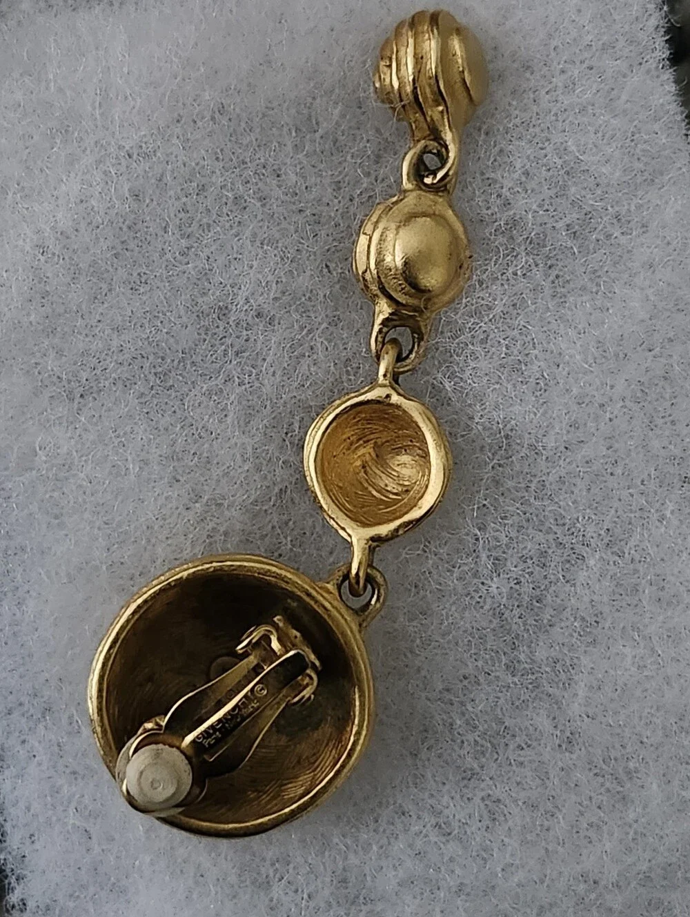 Signed Givenchy Brutalist Runway Long Dangle Drop Gold Tone Textured Earrings